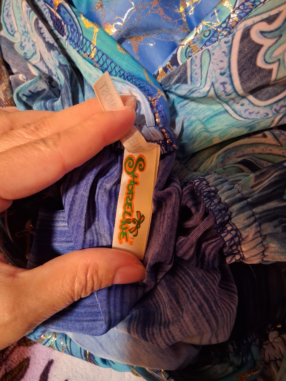Shoreline Blue Teal and Gold Paisley V-Neck Maxi Dress - Picture 5 of 8